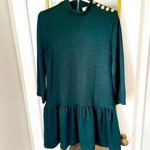 J.O.A emerald green dress with gold button detail